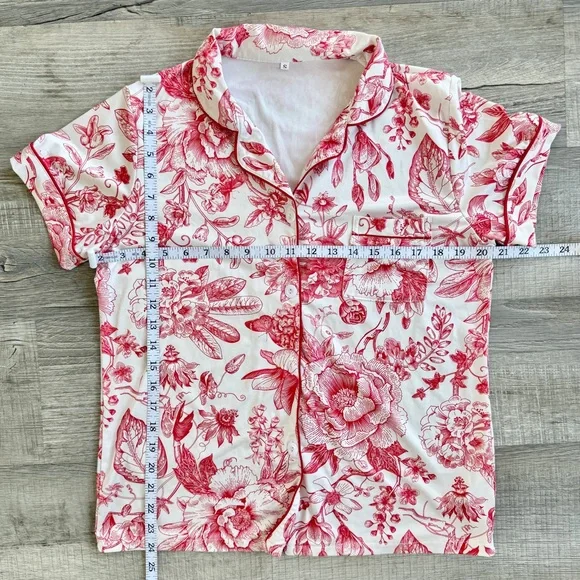 Floral Print Pajama Set, Short Sleeve Top & Shorts (size S) - Picture 7 of 8